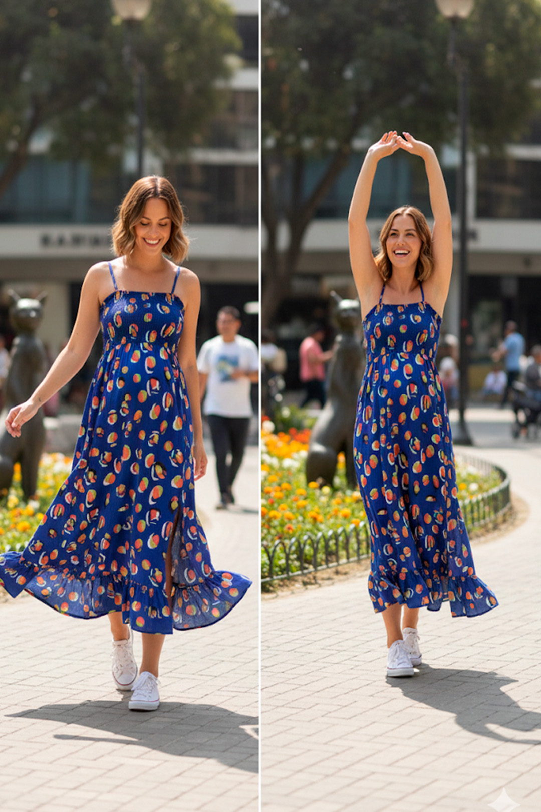 Vestido Maternal Tiritas Broche y Top Lactancia, AzulFrutas 12