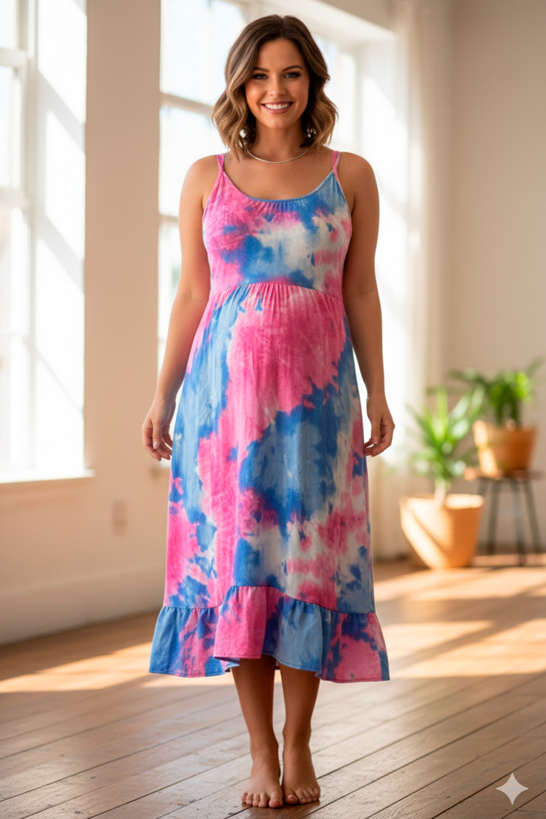 Vestido Maternal Tiritas Broche y Top Lactancia, Batik 4