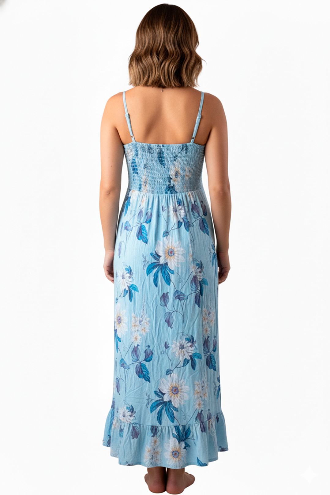 Vestido Maternal Tiritas Broche y Top Lactancia, CelesteFlores 3