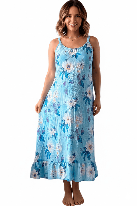 Vestido Maternal Tiritas Broche y Top Lactancia, CelesteFlores