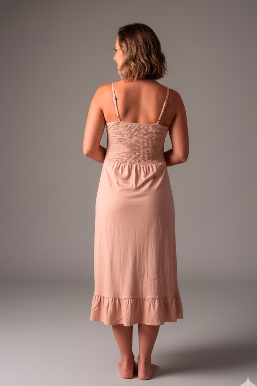 Vestido Maternal Tiritas Broche y Top Lactancia, MarronClaro 4