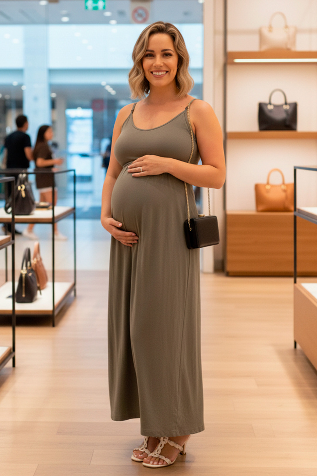 Vestido Maternal Tiritas Broche y Top Lactancia, VerdeClaro 14