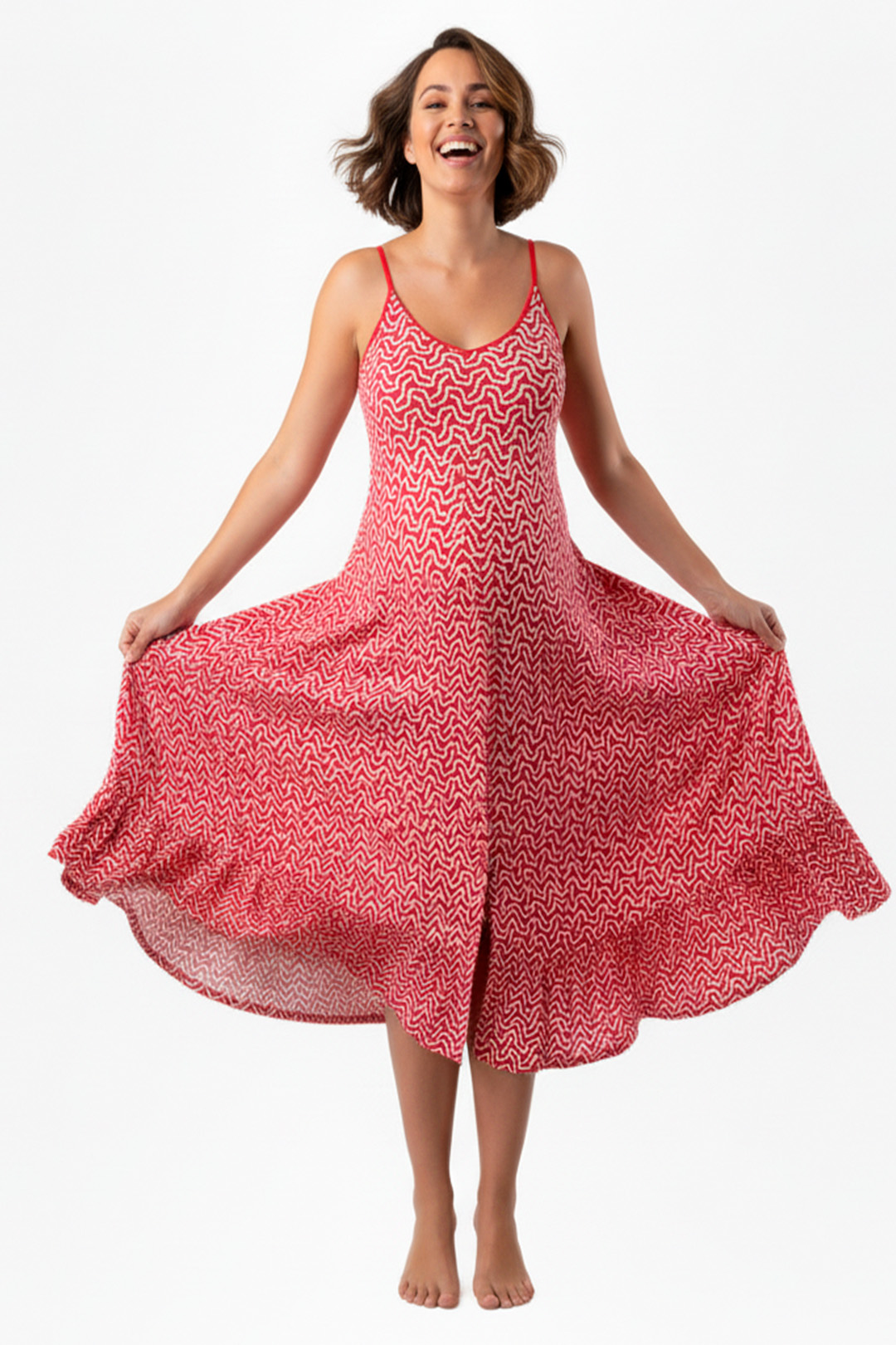 Vestido Maternal Tiritas Broche y Top Lactancia, FucsiaPunteado 4