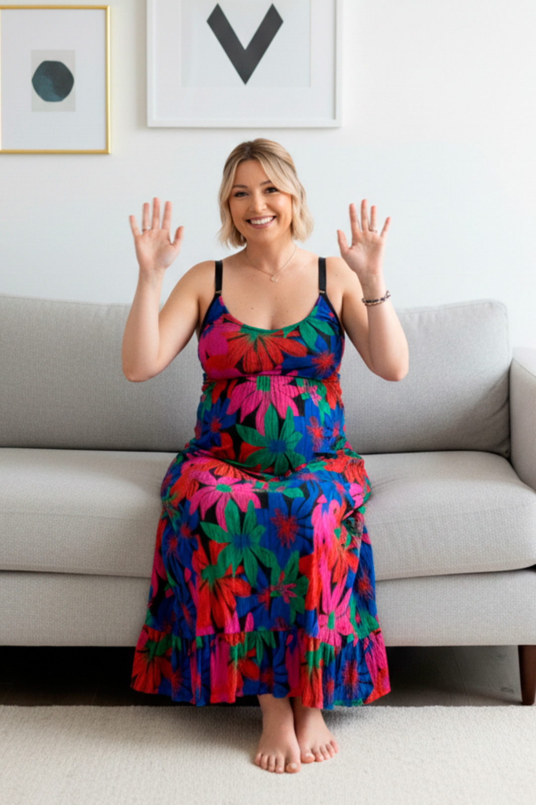 Vestido Maternal Tiritas Broche y Top Lactancia, RojoFloreado 12