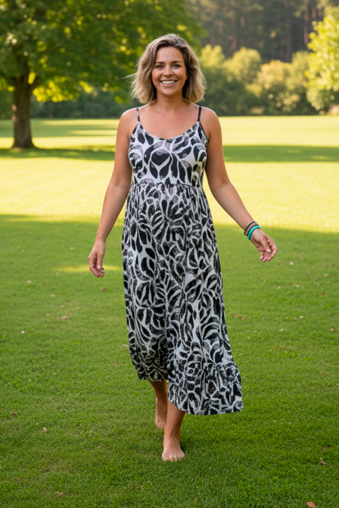 Vestido Maternal Tiritas Broche y Top Lactancia, BlancoFloresNegro 13