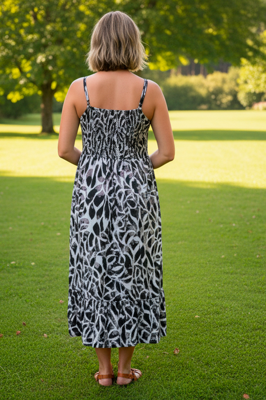 Vestido Maternal Tiritas Broche y Top Lactancia, BlancoFloresNegro 14