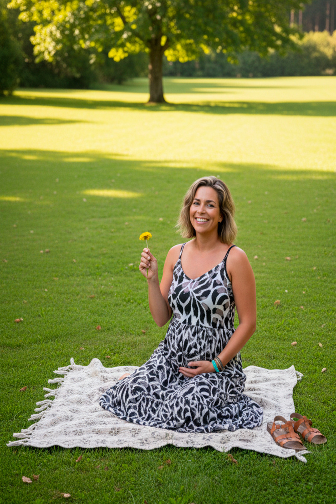 Vestido Maternal Tiritas Broche y Top Lactancia, BlancoFloresNegro 18