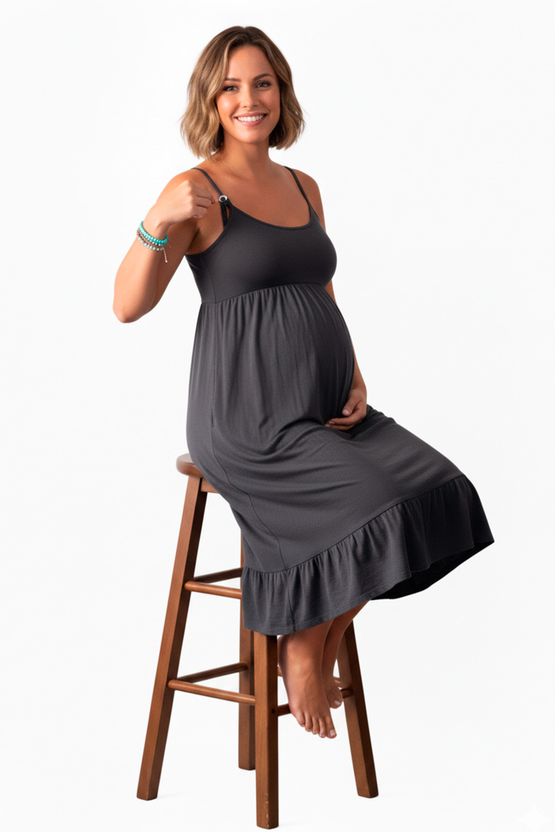 Vestido Maternal Tiritas Broche y Top Lactancia, Coleccion Verano 2025 10