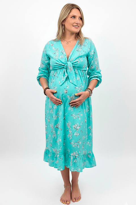 Vestido Maternal Lazo Estructural - Verde Agua