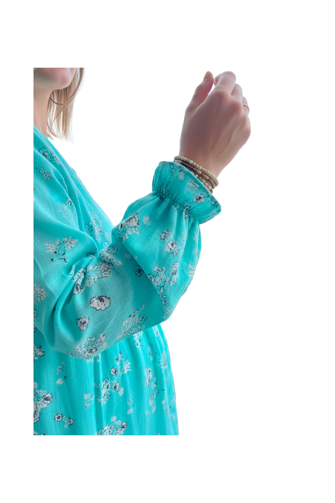 Vestido Maternal Lazo, Sistema Lactancia, VerdeAgua 15