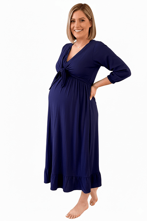 Vestido Maternal Lazo Estructural - Azul
