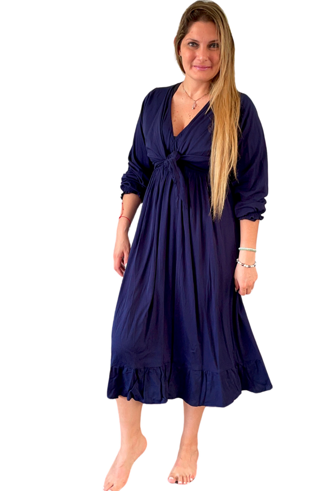 Vestido Maternal Lazo, Sistema Lactancia, Azul 7