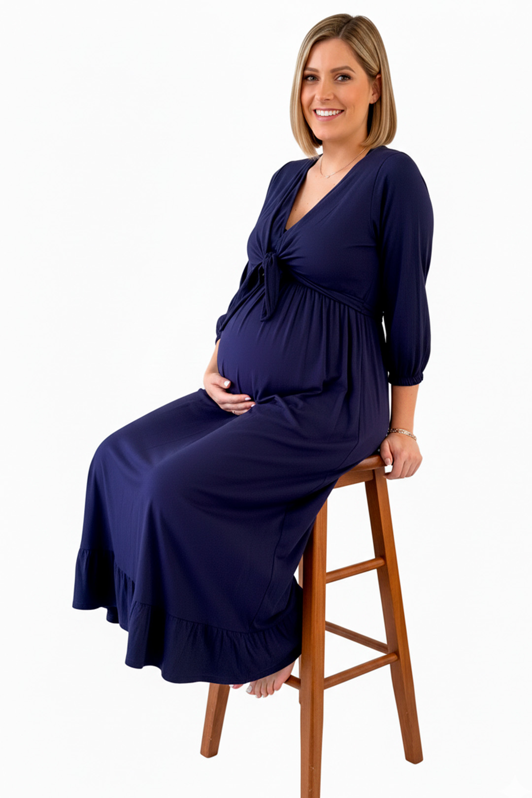 Vestido Maternal Lazo, Sistema Lactancia, Azul 4