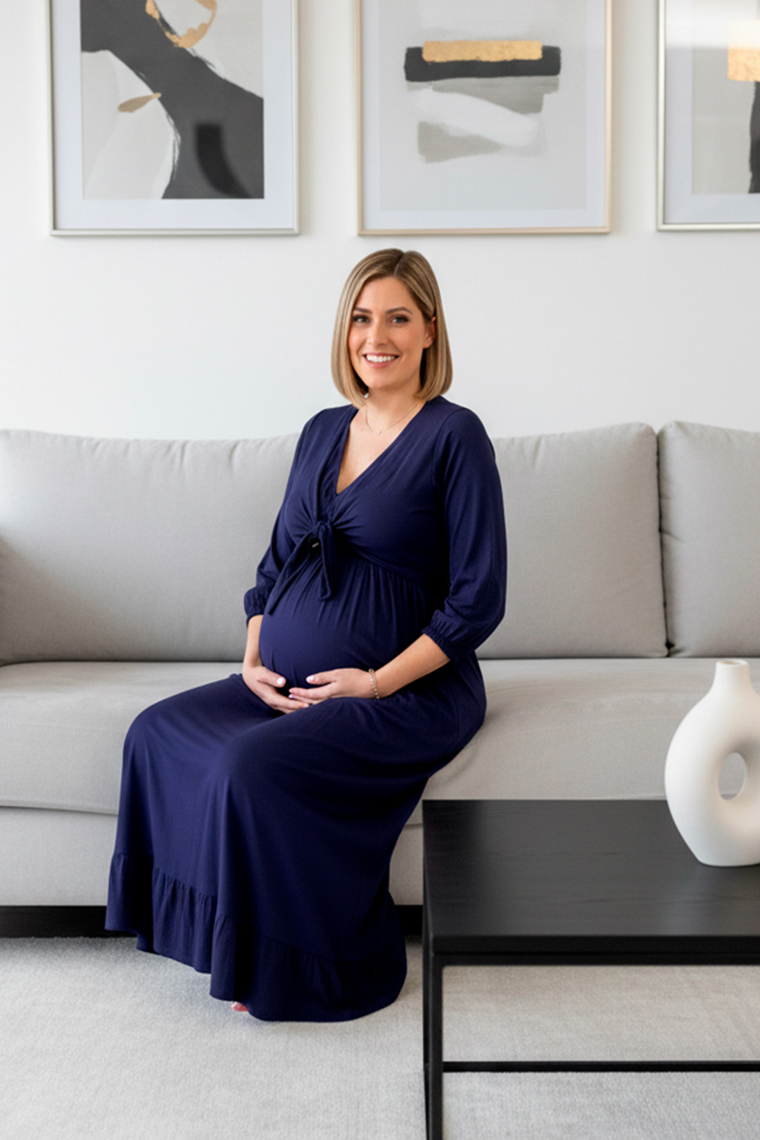 Vestido Maternal Lazo, Sistema Lactancia, Azul 13