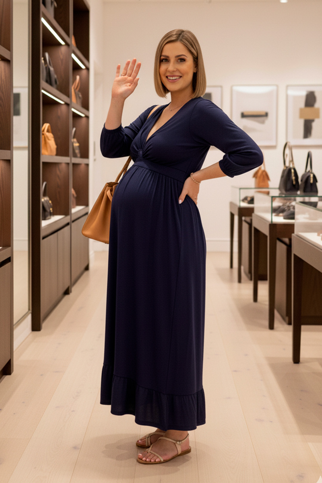 Vestido Maternal Lazo, Sistema Lactancia, Azul 17