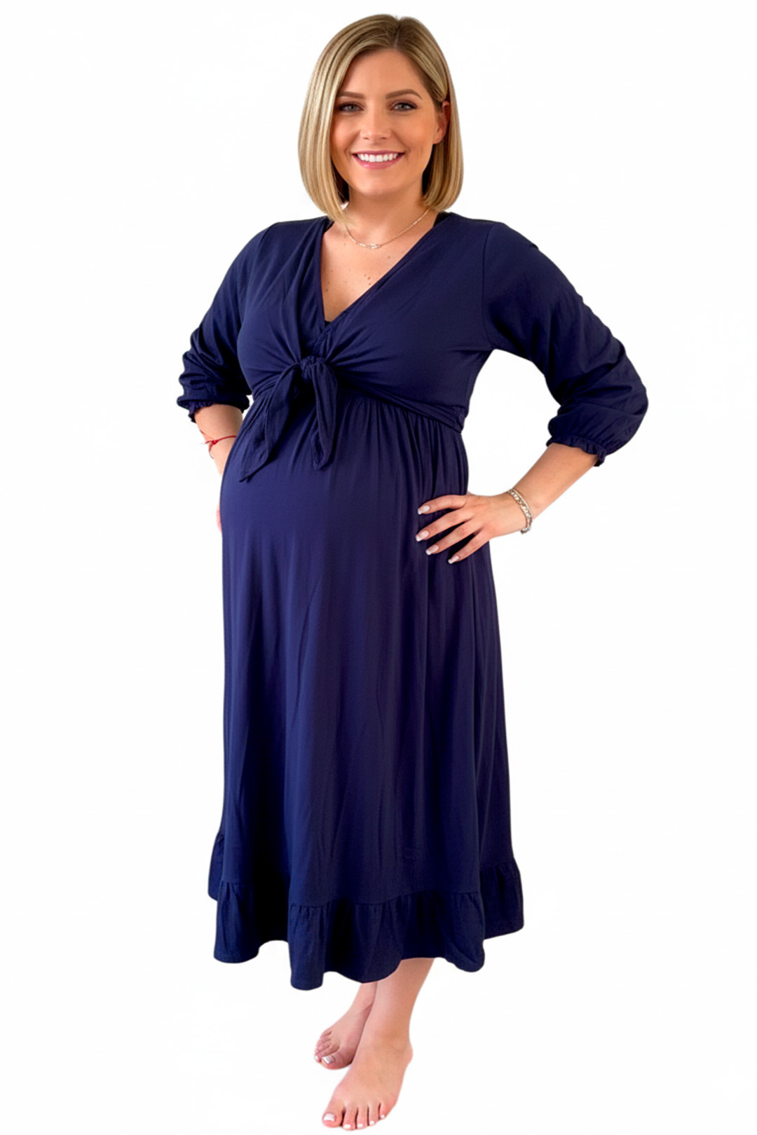 Vestido Maternal Lazo, Sistema Lactancia, Azul 3