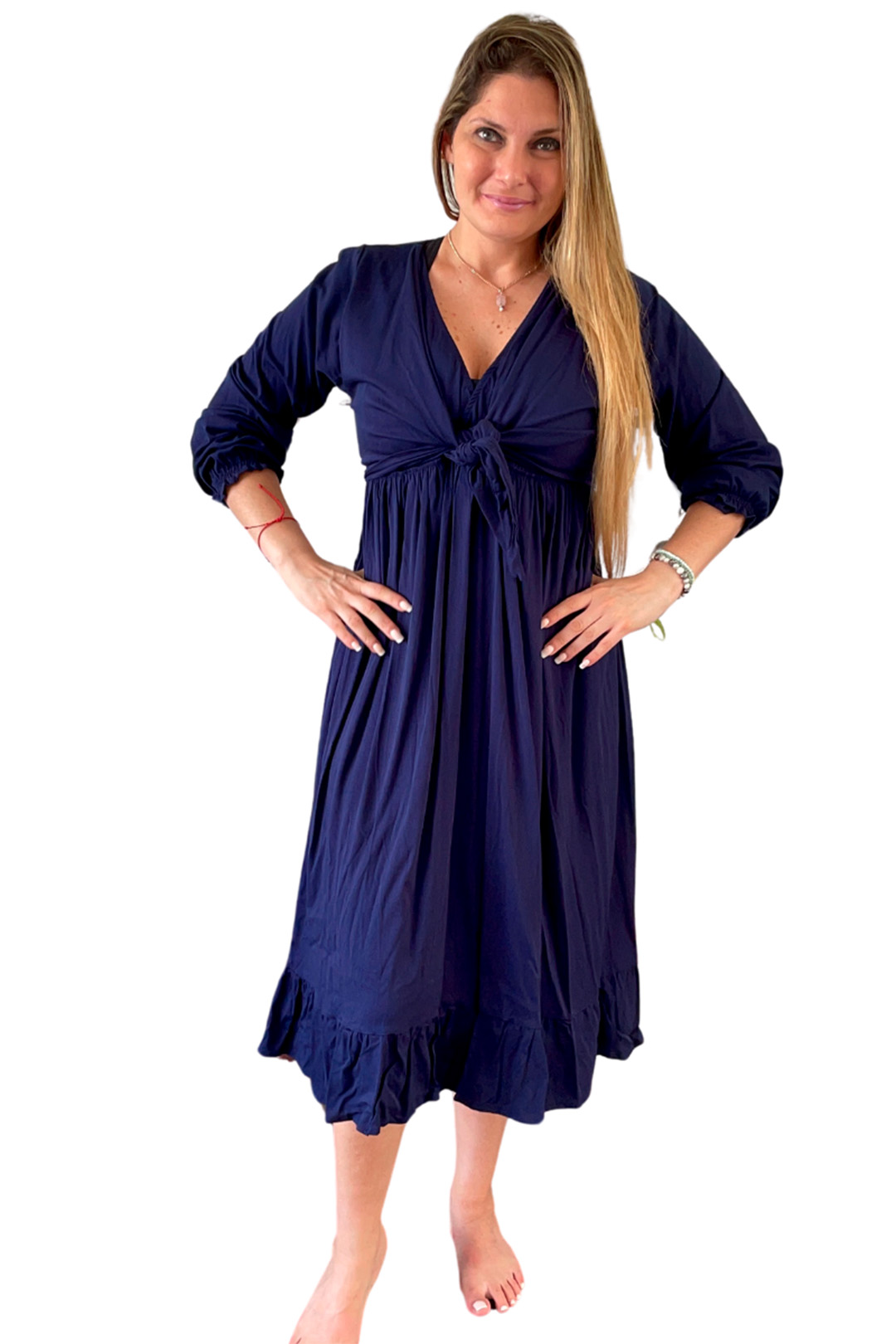 Vestido Maternal Lazo, Sistema Lactancia, Azul 8