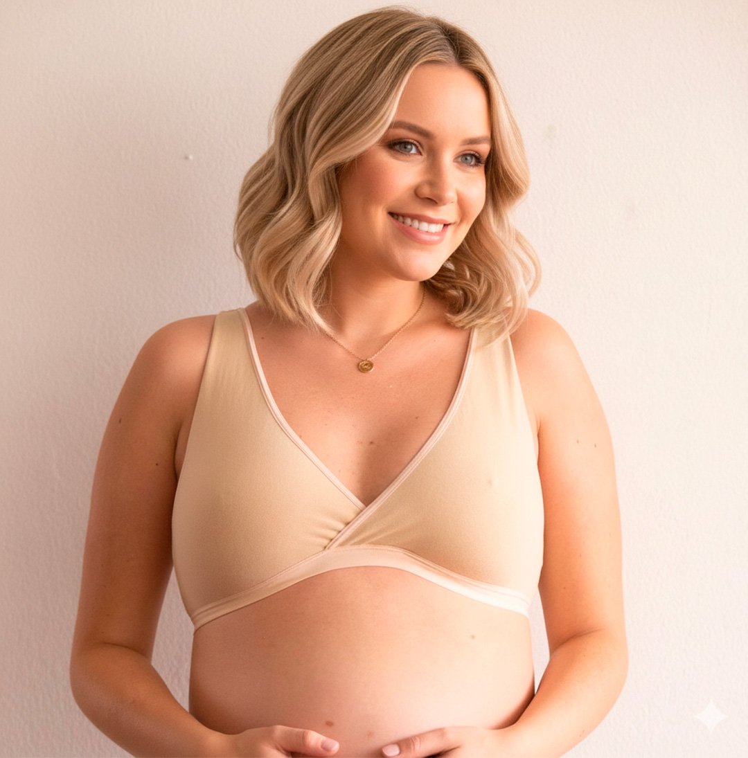 Sostén Maternal Top De Lactancia Uso Nocturno Algodon, Beige 1