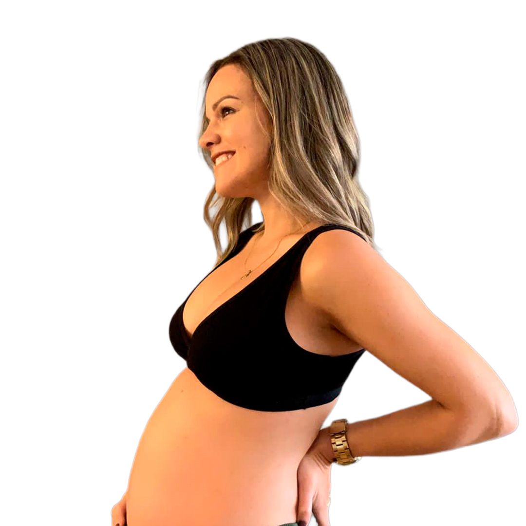 Sostén Maternal Top De Lactancia Uso Nocturno Algodon, Negro 4