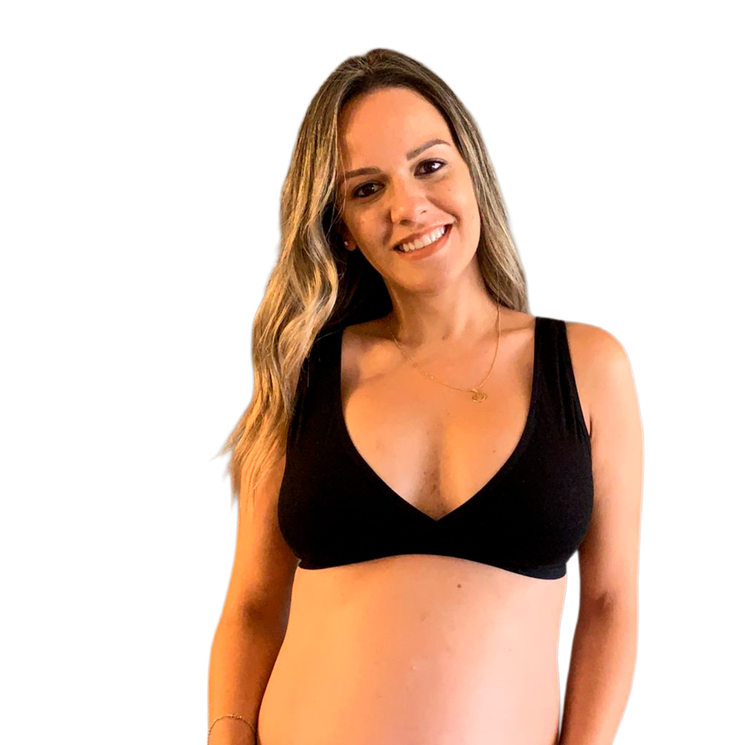 Sostén Maternal Top De Lactancia Uso Nocturno Algodon, Negro 3