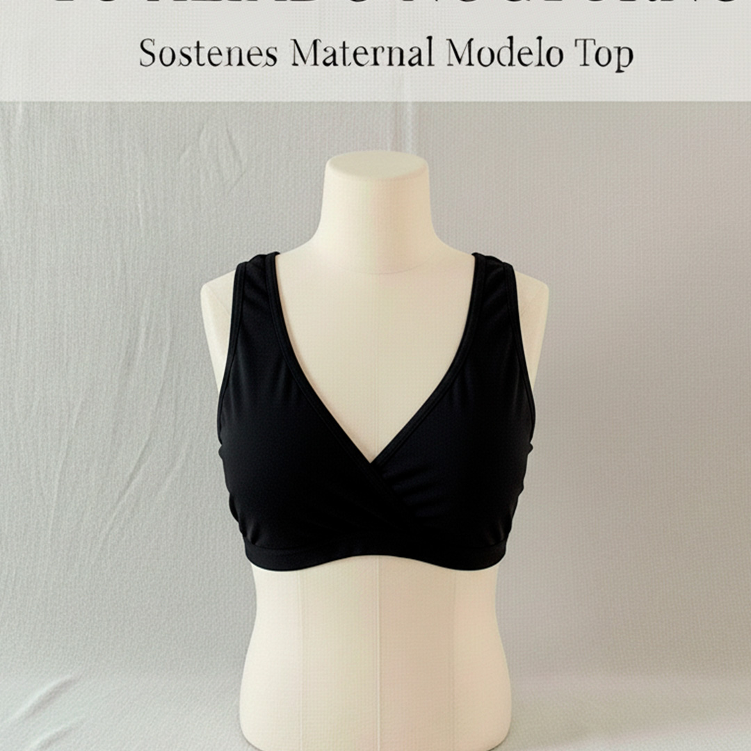 Sostén Maternal Top De Lactancia Uso Nocturno Algodon, Negro 8