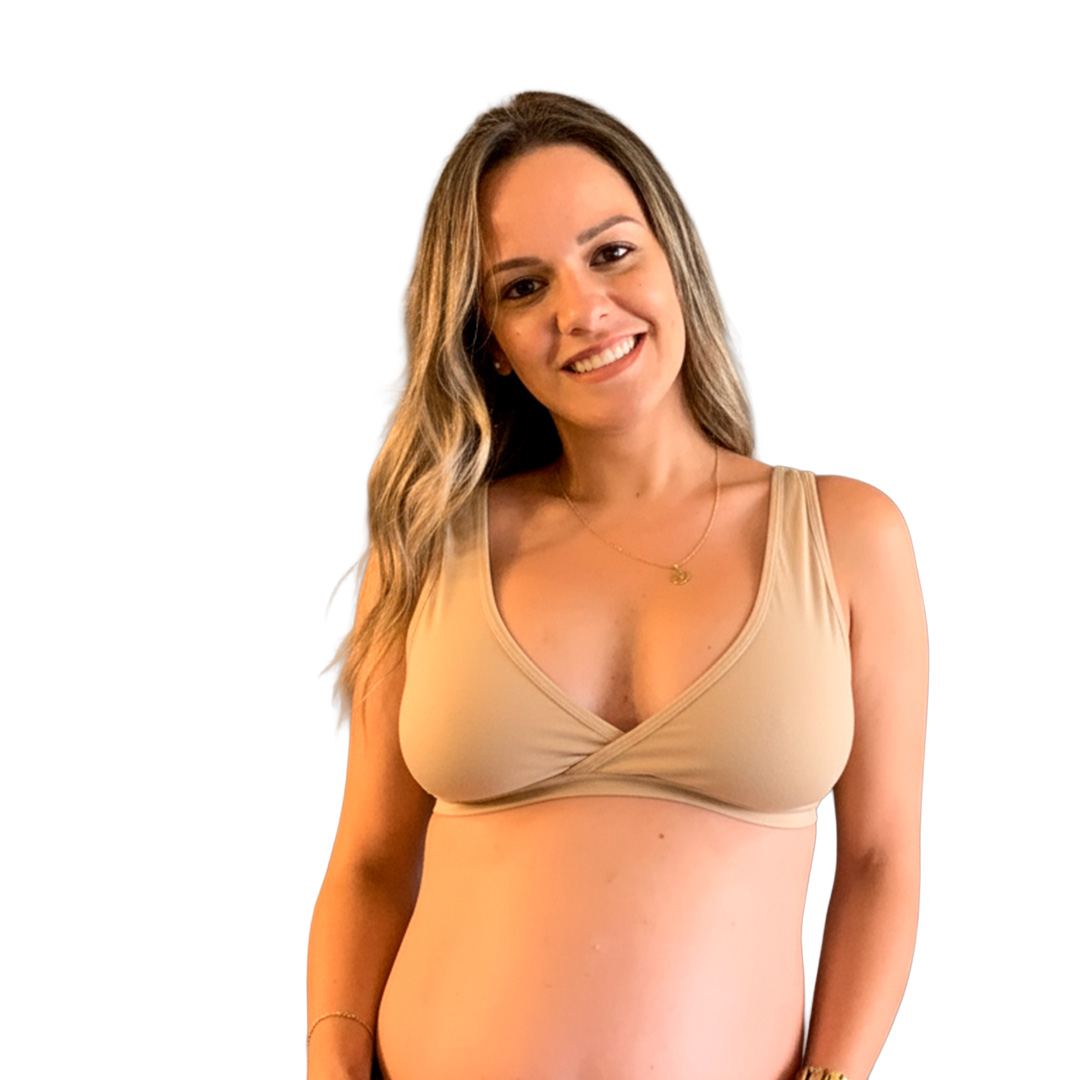 Sostén Maternal Top De Lactancia Uso Nocturno Algodon, Beige 8