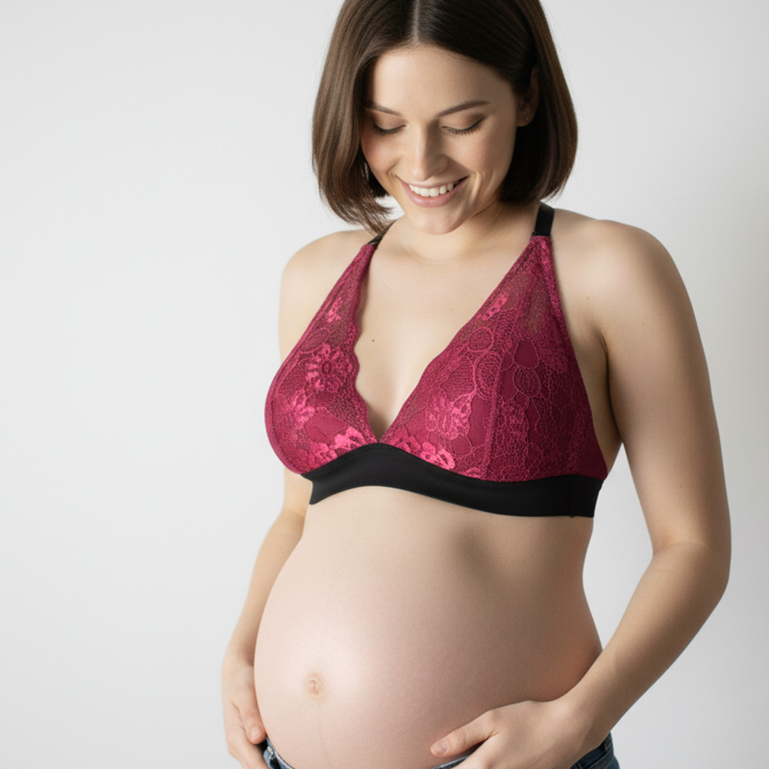 Sostén Maternal Halter Broche Lactancia Pretina Ancha, Guinda 7