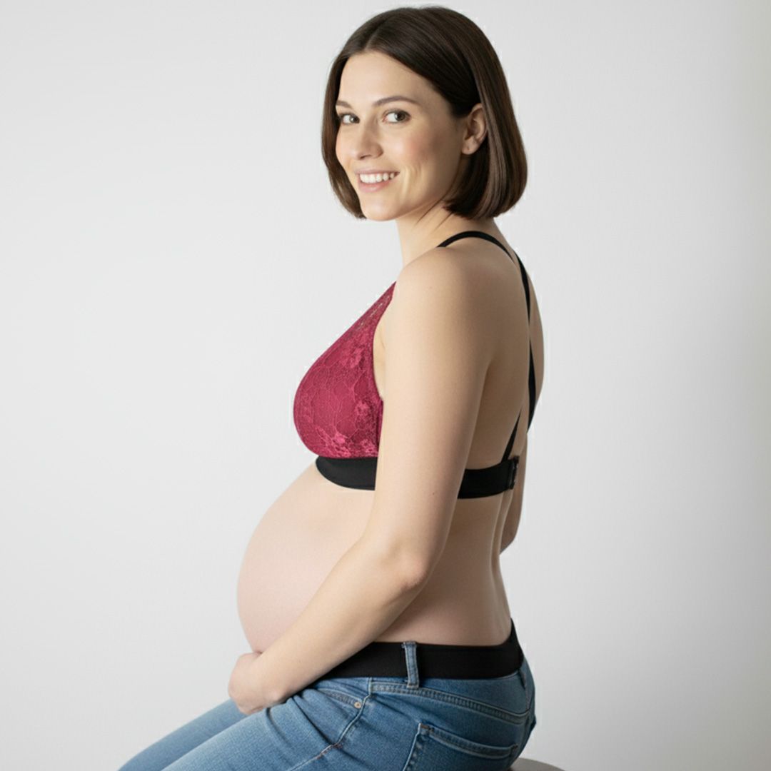 Sostén Maternal Halter Broche Lactancia Pretina Ancha, Guinda 3