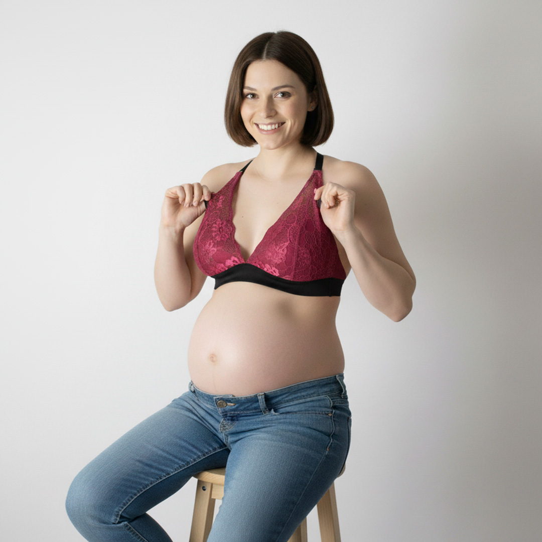 Sostén Maternal Halter Broche Lactancia Pretina Ancha, Guinda 2