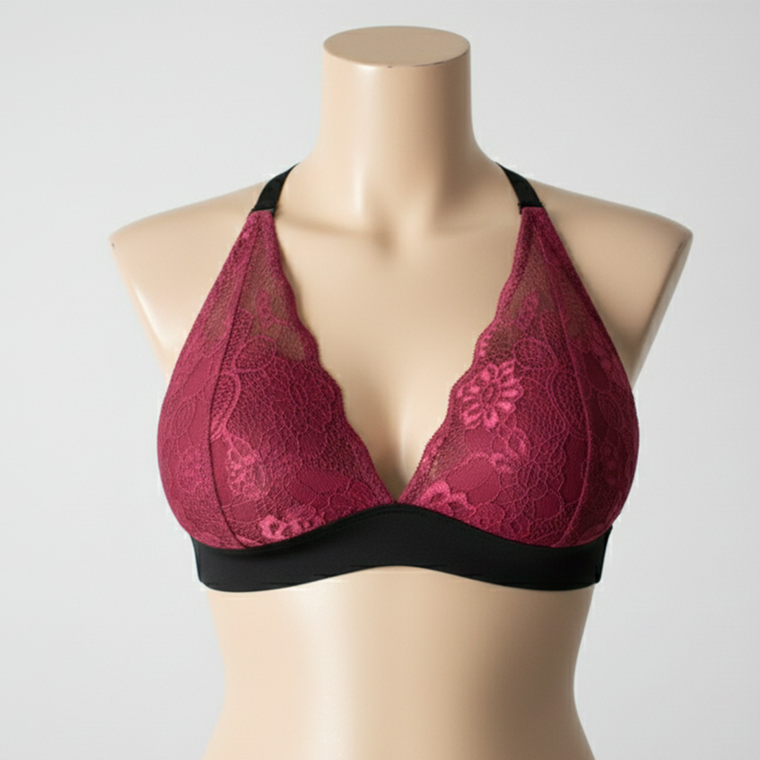 Sostén Maternal Halter Broche Lactancia Pretina Ancha, Guinda 11