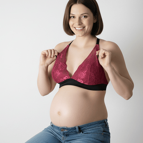 Sostén Halter: Soporte & Elegancia & Lactancia - (Guinda)