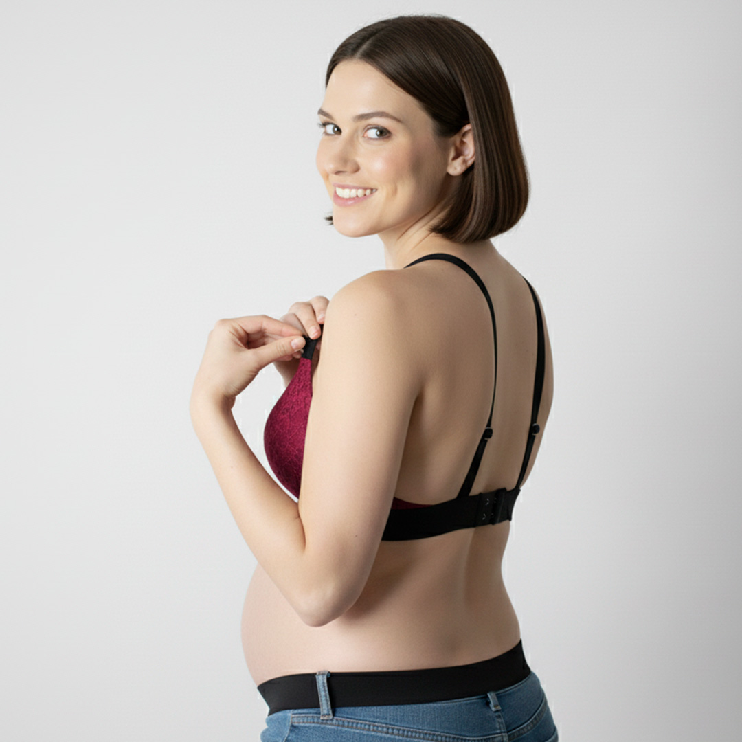 Sostén Maternal Halter Broche Lactancia Pretina Ancha, Guinda 16