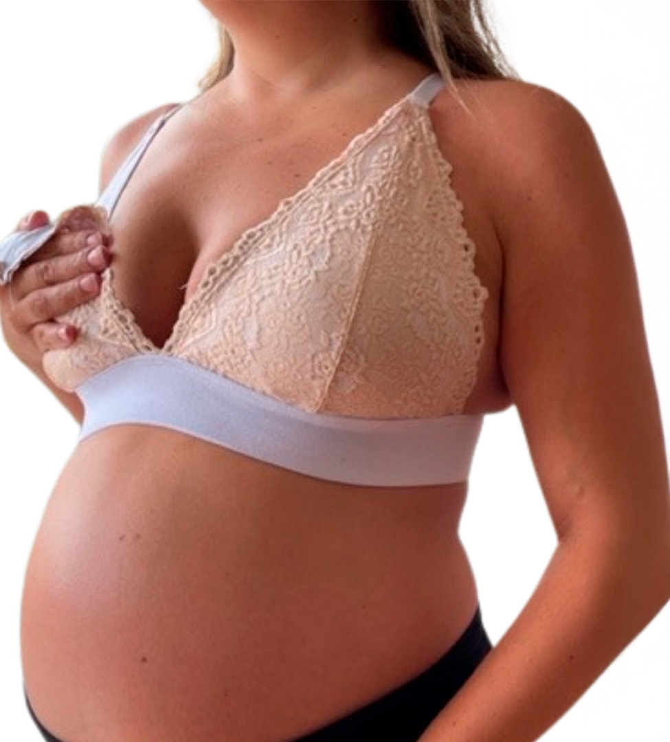 Sostén Maternal Halter Broche Lactancia Pretina Ancha, Beige 10