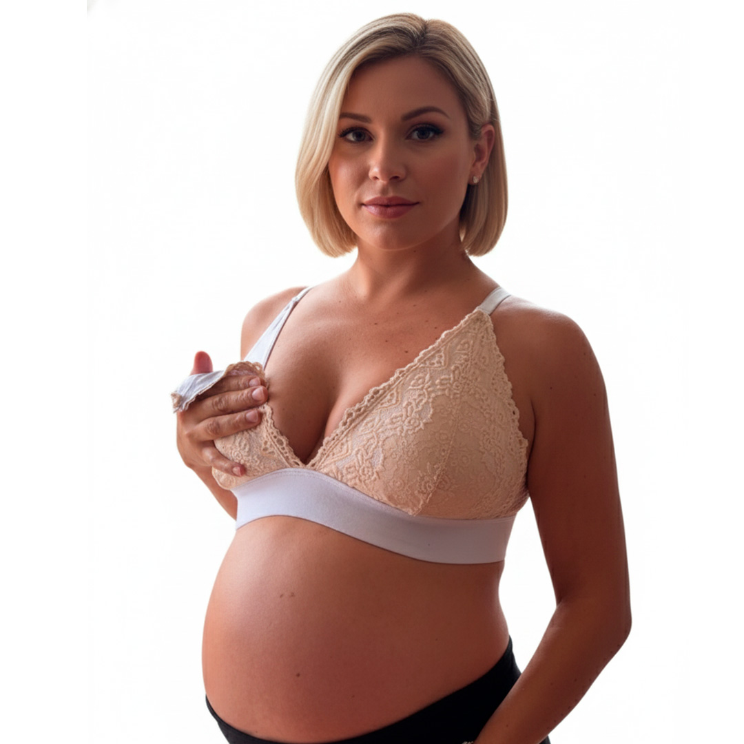 Sostén Maternal Halter Broche Lactancia Pretina Ancha, Beige 19