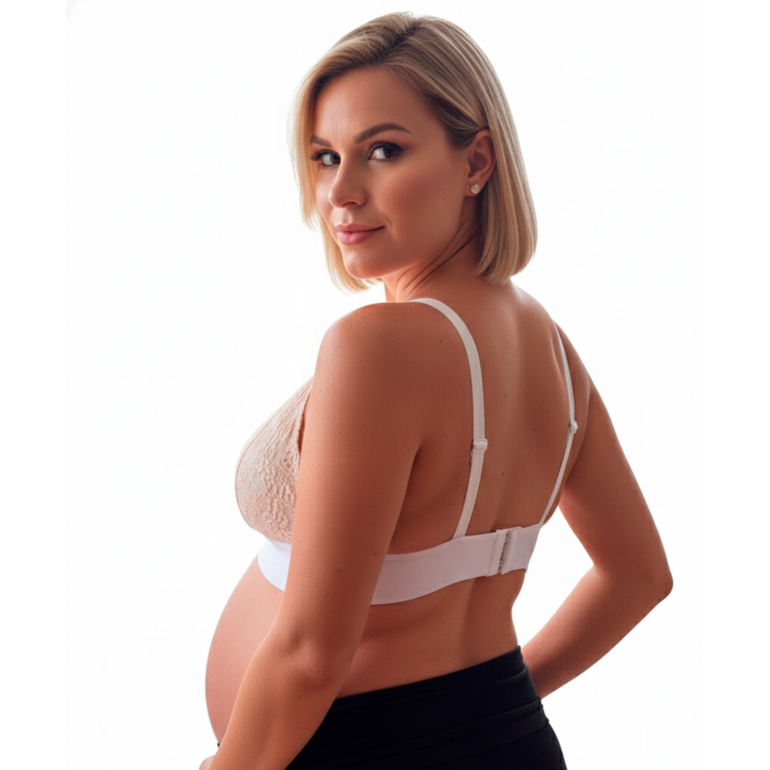 Sostén Maternal Halter Broche Lactancia Pretina Ancha, Beige 1