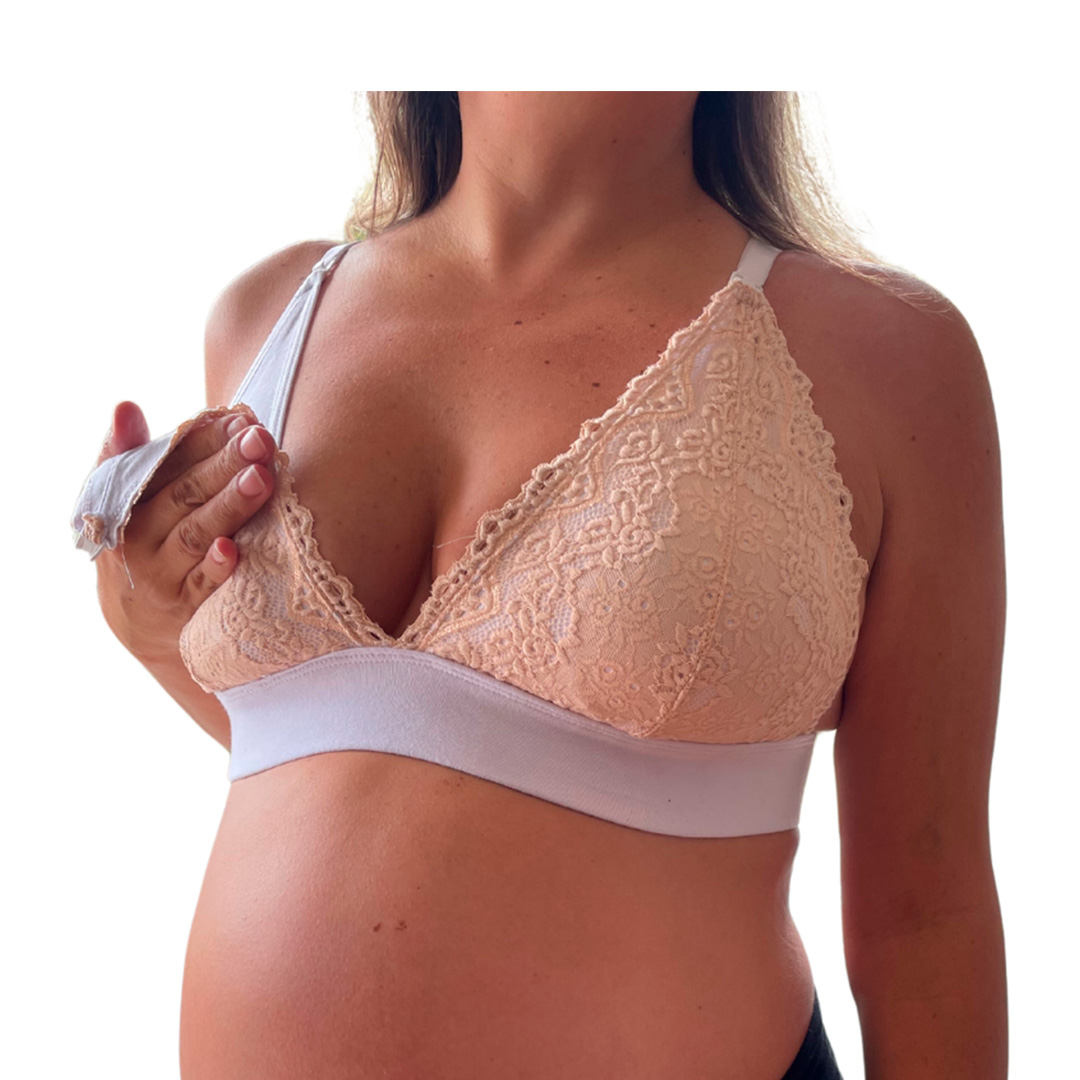 Sostén Maternal Halter Broche Lactancia Pretina Ancha, Beige 24