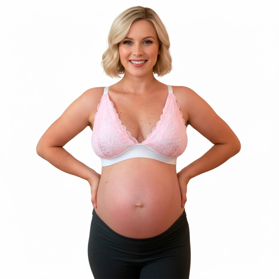 Sostén Maternal Halter Broche Lactancia Pretina Ancha, Rosado 1