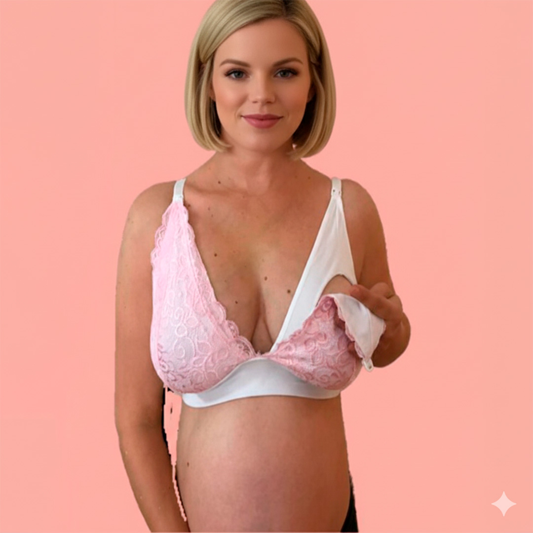 Sostén Maternal Halter Broche Lactancia Pretina Ancha, Rosado 3