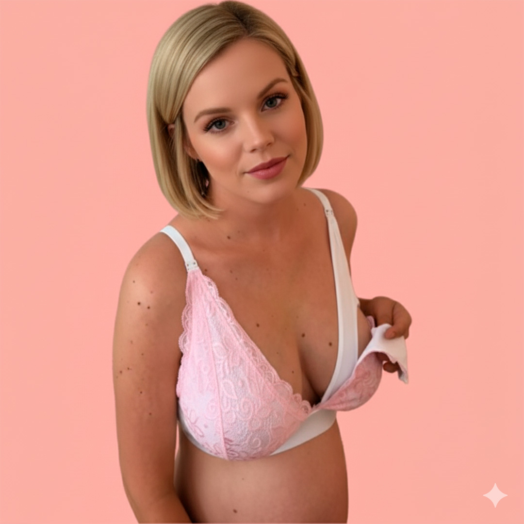 Sostén Maternal Halter Broche Lactancia Pretina Ancha, Rosado 4