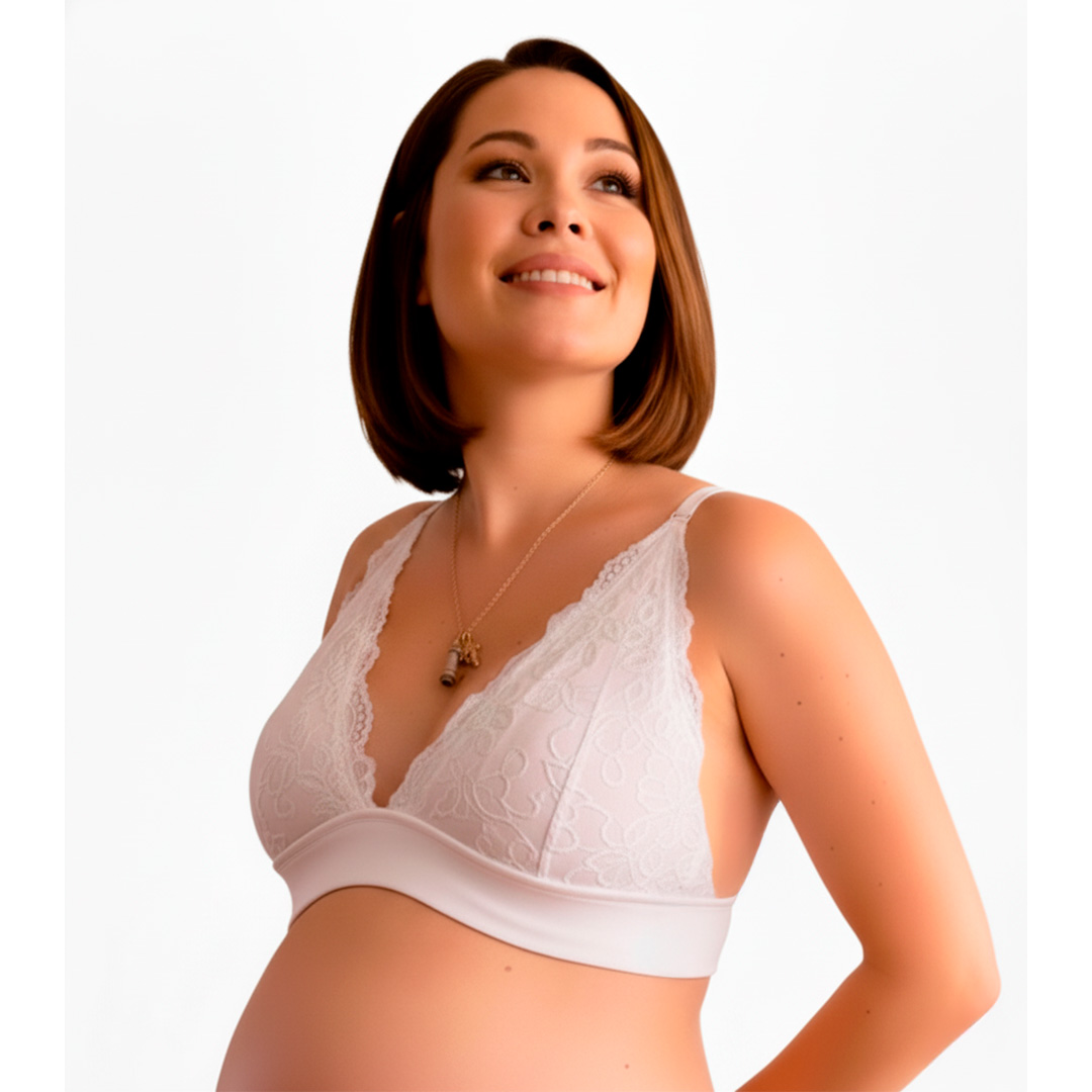 Sostén Maternal Halter Broche Lactancia Pretina Ancha, Blanco 1