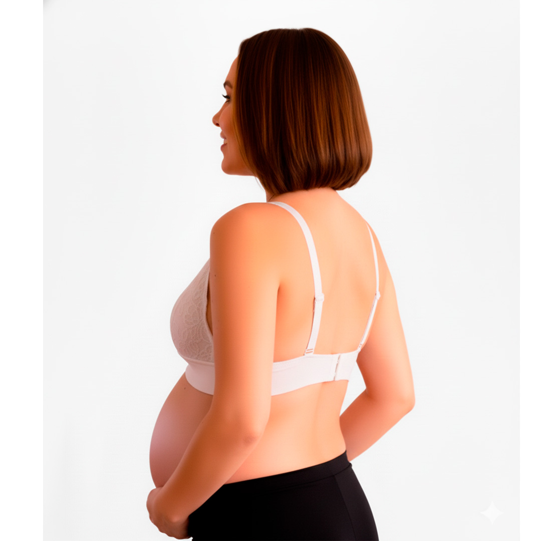 Sostén Maternal Halter Broche Lactancia Pretina Ancha, Blanco 2