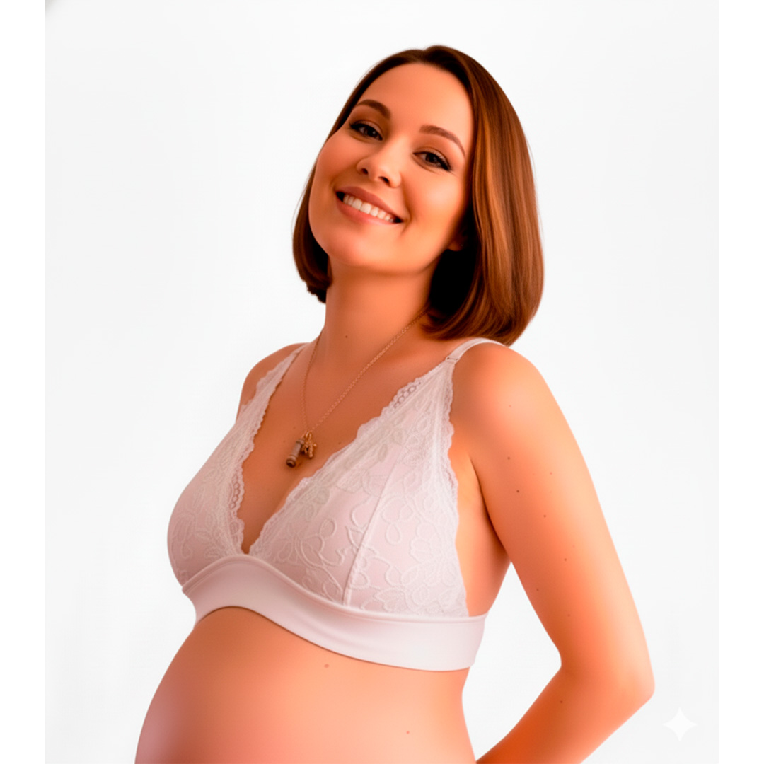 Sostén Maternal Halter Broche Lactancia Pretina Ancha, Blanco 5