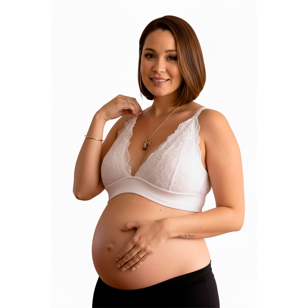 Sostén Maternal Halter Broche Lactancia Pretina Ancha, Blanco 8