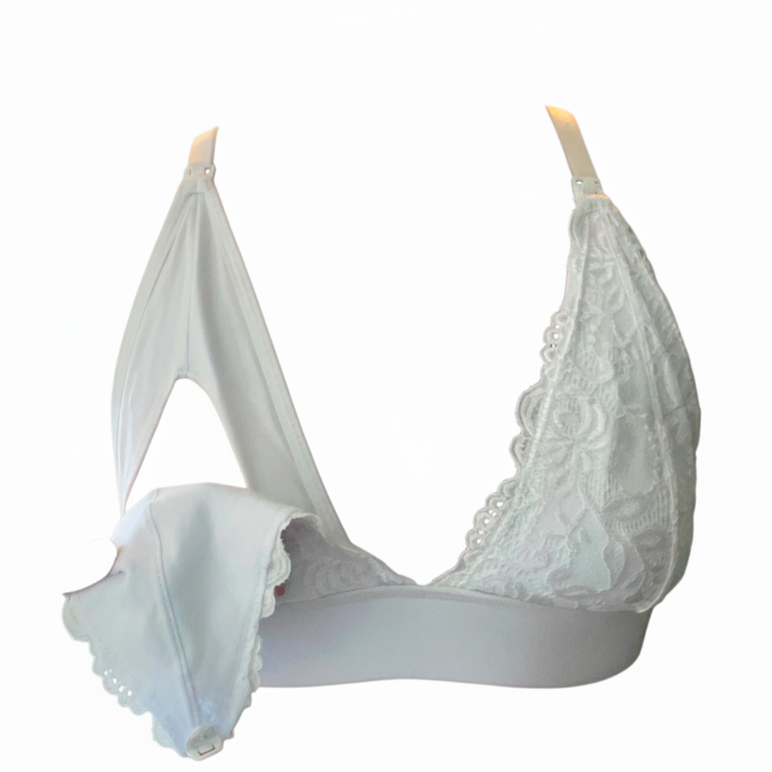 Sostén Maternal Halter Broche Lactancia Pretina Ancha, Blanco 9