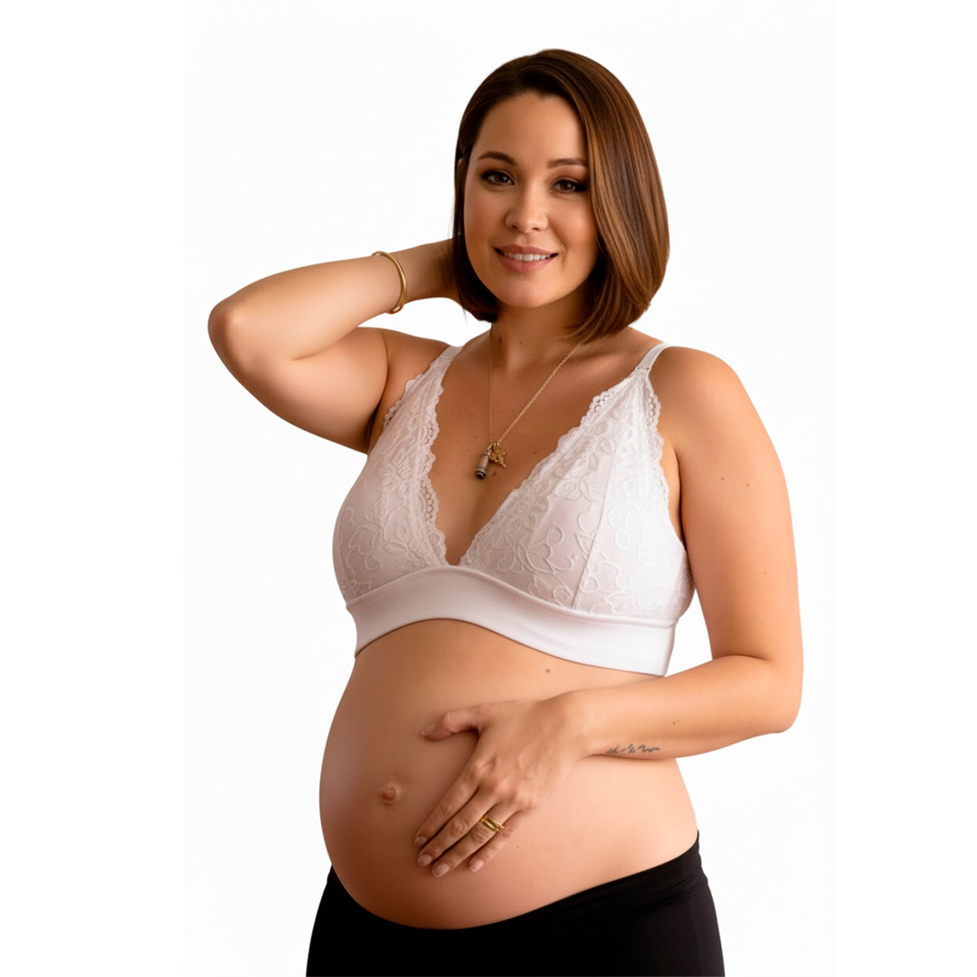 Sostén Maternal Halter Broche Lactancia Pretina Ancha, Blanco 15