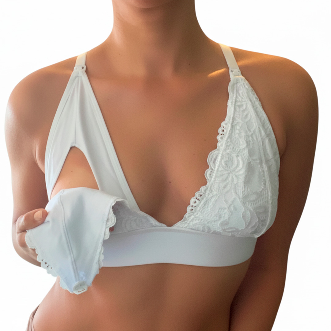 Sostén Maternal Halter Broche Lactancia Pretina Ancha, Blanco 17