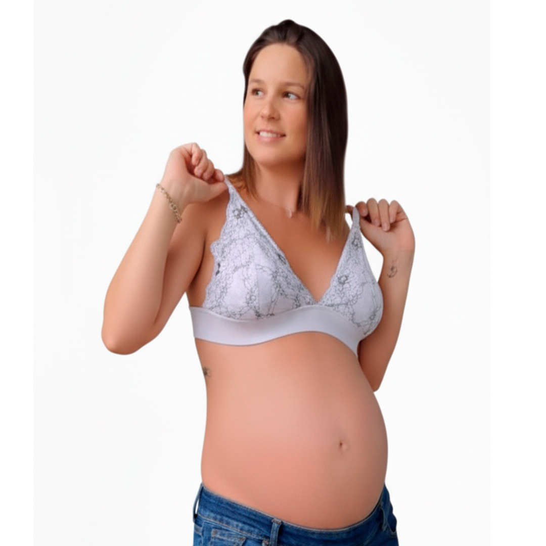 Sostén Maternal Halter Broche Lactancia Pretina Ancha, BlsncoFloreado 6