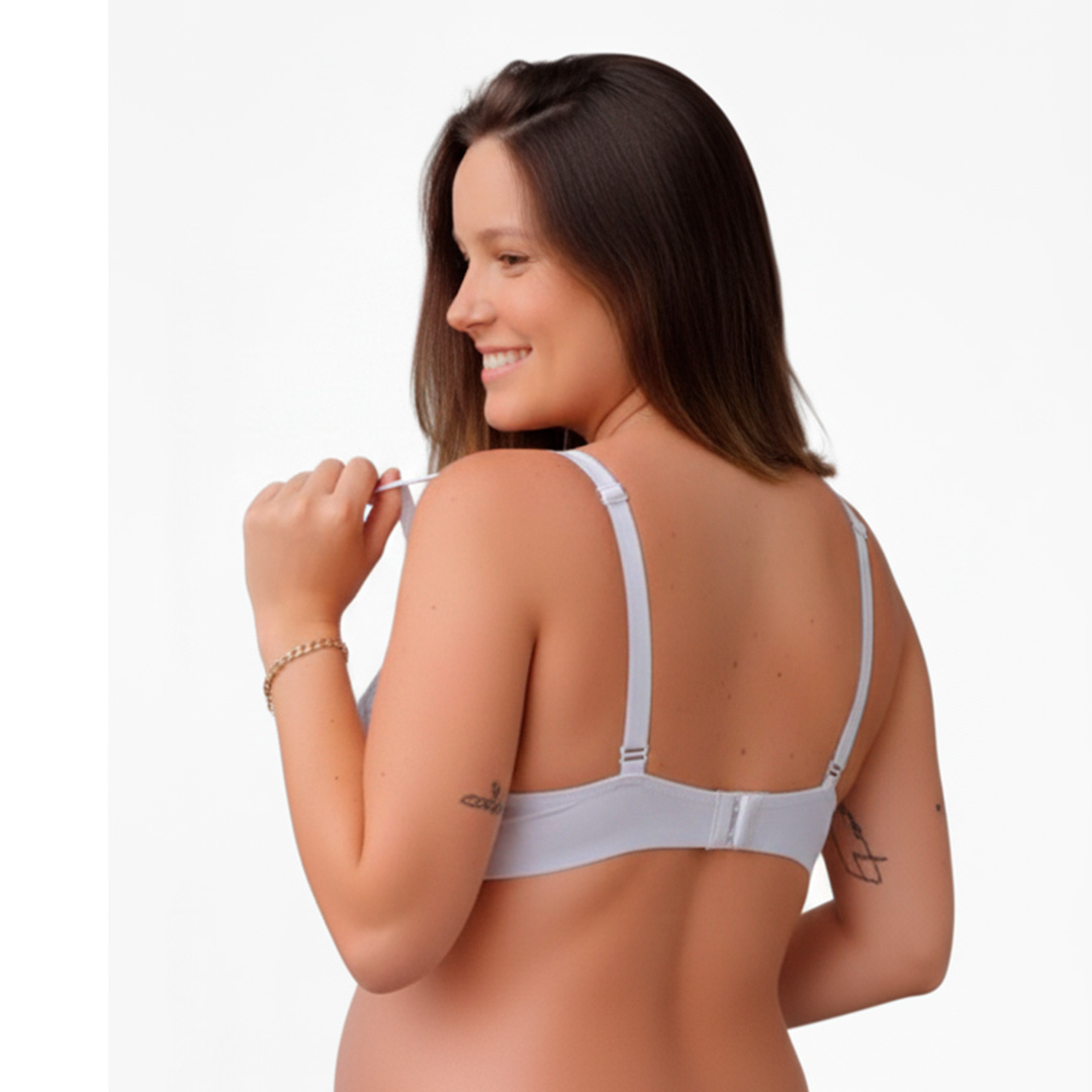 Sostén Maternal Halter Broche Lactancia Pretina Ancha, BlsncoFloreado 10