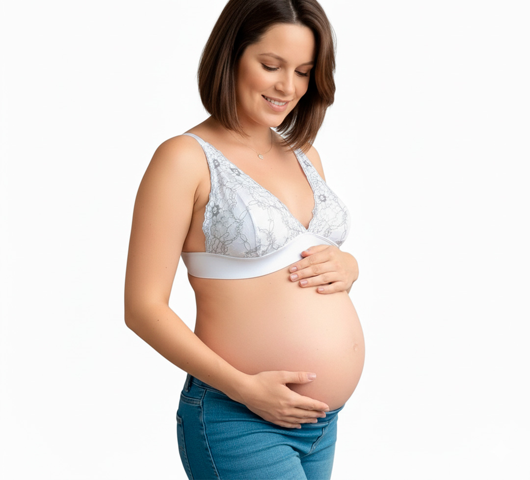 Sostén Maternal Halter Broche Lactancia Pretina Ancha, BlsncoFloreado 25