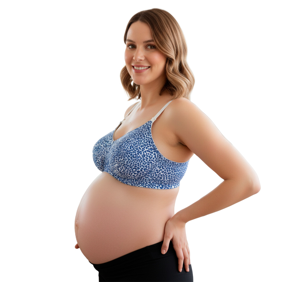 Sostén Maternal Julietta, Broche Lactancia, Algodon, AzulBlanco 1